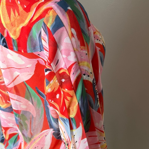 Chico's Vibrant Floral Blouse - Pink and Red Button Up - Picture 11 of 16